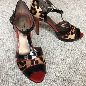 Peel toe heel - retro leopard print
